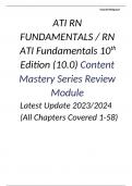 ATI RN FUNDAMENTALS / RN ATI Fundamentals 10th Edition (10.0) Content Mastery Series Review Module Latest Update 2023/2024 (All Chapters Covered 1-58)