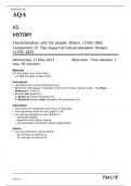 AQA    AS HISTORY Industrialisation and the people: Britain, c1783–1885 Component 1F The impact of industrialisation: Britain, c1783–1832 FINAL MAY 2023