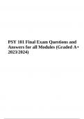 PSY 101 Final Exam Questions and Answers for all Modules (Graded A+ 2023/2024)