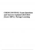 CHEM 210 FINAL Exam Questions and Answers Updated 2023/2024 (Score 100%) Portage Learning
