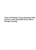Chem 210 Module 7 Exam Questions With Answers Latest 2023/2024 (Score 100%) - Portage Learning
