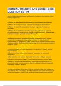 CRITICAL THINKING AND LOGIC - C168&colon; QUESTION SET &num;1&vert;UPDATED&VERIFIED&vert;100&percnt; SOLVED&vert;GUARANTEED SUCCESS