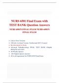 NURS 6501 Final Exam with TEST BANK Question Answers NURS 6501N FINAL EXAM NURS-6501N FINAL EXAM