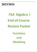 2023/2024      FSA Algebra I End-of-Course Review Packet   Functions and