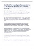 Certified Revenue Cycle Representative - CRCR &lpar;2023&rpar; Question and answers rated A&plus; 