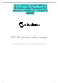 EDUC 510 Quiz Lesson Planning Strategies Latest Questions And  Updated Answers&sol;2023 Version&sol;A  GRADE