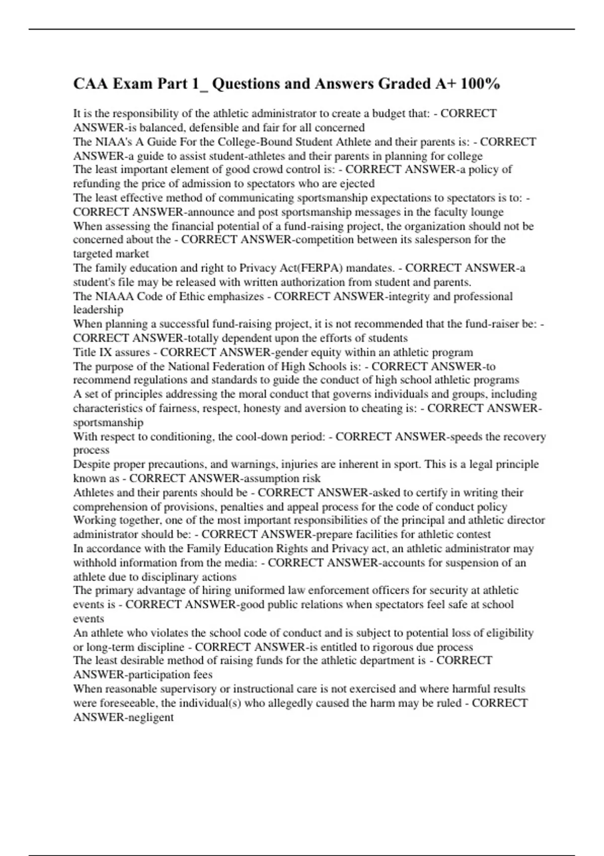 CAA Exam Part 1_ Questions and Answers Graded A+ 100% - CAA PART 1 ...
