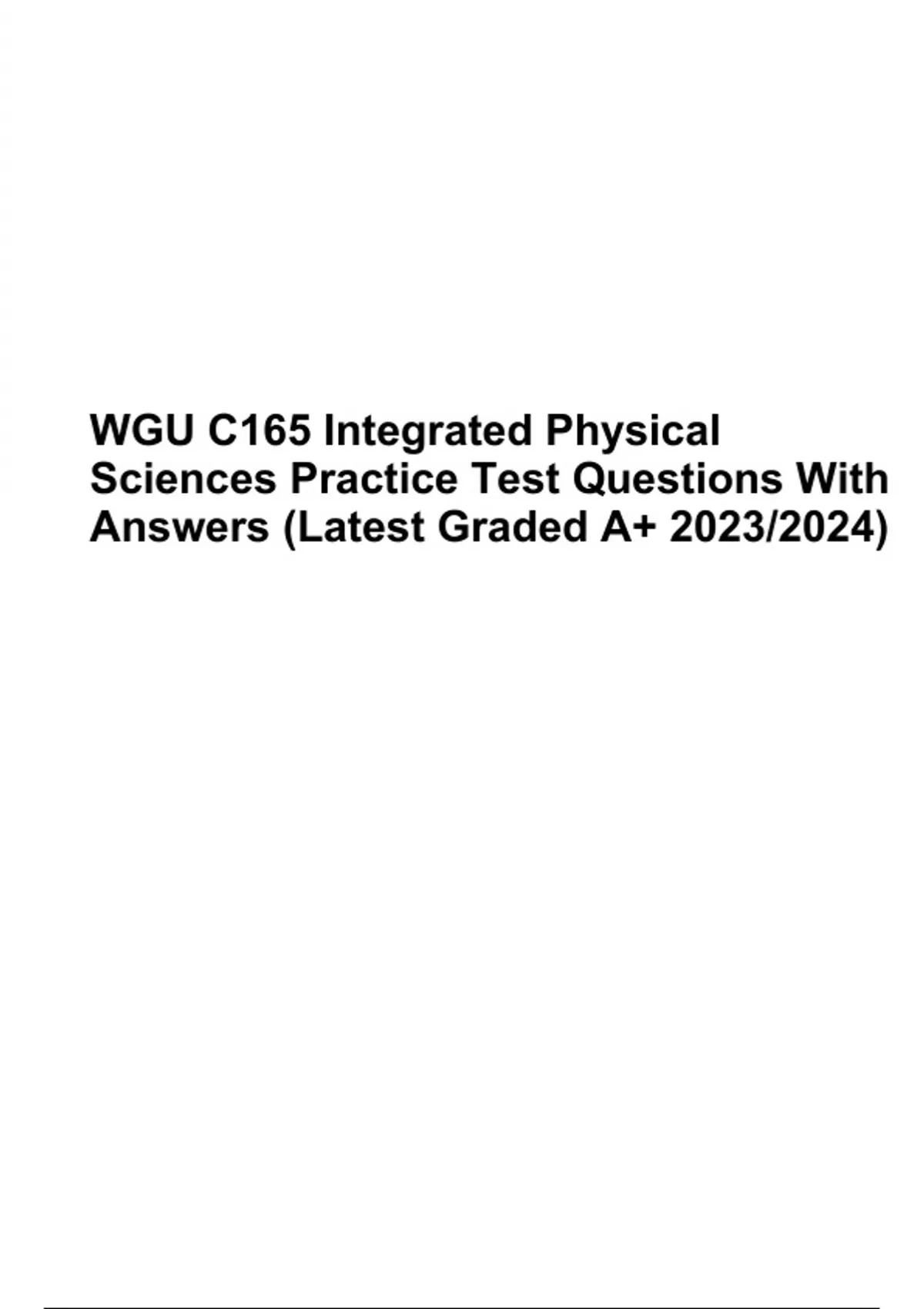 Wgu c165 integrated physical sciences practice final review questions