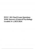 PSYC 101 Final Exam Questions With Answers Graded A+ 2023/2024