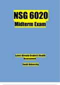NSG 6020 Midterm Exam Latest Already Graded A Health Assessment South University&period;