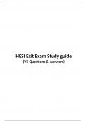HESI Exit Exam Study guide V5 Question & Answers. Complete Exam Questions and answers