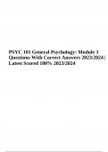 PSYC 101 Module 3 Questions With Correct Answers 2023/2024 (Latest  Graded A+)
