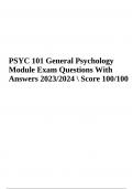 PSYC 101 Final Module 5 Exam Questions With Answers 2023/2024 