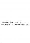 RSK4801 Assignment 2 (COMPLETE ANSWERS) 2023