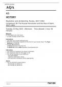 AQA  AS HISTORY Revolution and dictatorship: Russia, 1917–1953 Component 2N The Russian Revolution and the Rise of Stalin, 1917–1929 FINAL MAY 2023