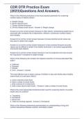 CDR DTR Practice Exam &lpar;2023&rpar;Questions And Answers&period;