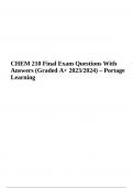 CHEM 210 Final Exam Review Questions With Answers | Graded A+ 2023/2024 (Portage Learning)