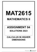 MAT2615 ASSIGNMENT 4 SOLUTIONS 2023  CALCULUS IN HIGHER DIMENSIONS 