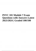 PSYC 101 Exam Review Questions with Answers Latest Verified 2023/2024 | Graded A