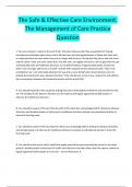 The Safe & Effective Care Environment: The Management of Care Practice Question 2023