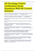 3S Oncology Chemo Certification Exam Questions With All Correct Answers