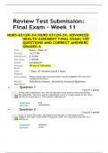 NURS 6512 FINAL EXAM2024/2025 WEEK 11 WALDEN UNIVERSITY/  NURS 6512N ADVANCED  HEALTH ASSESSMENT FINAL EXAM WITH AL 100  QUESTIONS AND CORRECT ANSWERS  GRADED A+ (NEW!!)