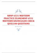 NRNP 6531 MID  TERM  PRACTICE EXAM|NRNP 6531  MIDTERM KNOWLEDGE CHECK  QUIZ  |100  QUESTIONS