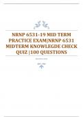NRNP6531  MIDTERM  PRACTICE EXAM|NRNP 6531  MIDTERM KNOWLEGDE CHECK  QUIZ  |100  QUESTIONS