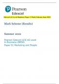 Edexcel AS Level Business Paper 1 Mark Scheme June 2022   Mark Scheme (Results)  Summer 2022  Pearson Edexcel GCE AS Level In Business (8BS0) Paper 01 Marketing and People
