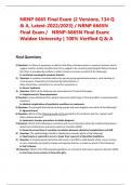 NRNP 6665 Final Exam &lpar;2 Versions&comma; 134 Q & A&comma; Latest-2022&sol;2023&rpar; &sol; NRNP 6665N Final Exam &sol; NRNP-6665N Final Exam&colon; Walden University &vert; 100&percnt; Verified Q & A