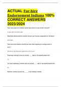 ACTUAL For-hire Endorsement Indiana 100%  CORRECT ANSWERS 2023/2024
