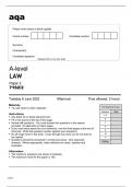Aqa Law A-level 7162&sol;2 Question Paper and Mark Scheme June2023