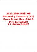 2023/2024 HESI OB Maternity Version 1 (V1) Exam Brand New Q&A & Pics Included!! A+ Guaranteed!!