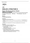 AQA  AS ENGLISH LITERATURE B Paper 1B Literary genres: Drama: Aspects of comedy FINAL MAY 2023