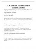 VCE questions and answers with complete solutions