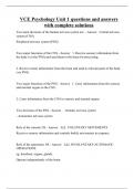 VCE Psychology Unit 1 questions and answers with complete solutions
