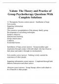 Yalom- The Theory and Practice of Group Psychotherapy Questions With Complete Solutions