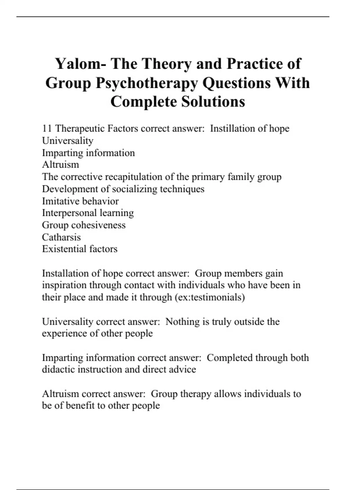 Yalom- The Theory and Practice of Group Psychotherapy Questions With ...