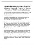 Groups Theory & Practice - Study Set (Groups Process & Practice by Corey) Questions With Complete Solutions