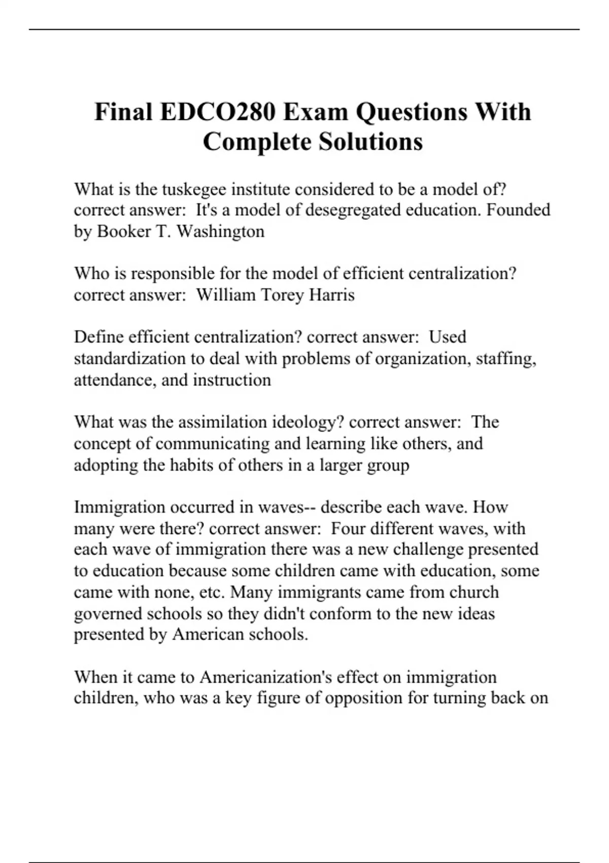 Final EDCO280 Exam Questions With Complete Solutions EDCO 280 Stuvia US