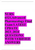 NURS- 6521&comma;Advanced Pharmacology Final Exam LATEST UPDATE 2023&lowbar;2024 QUESTIONS WITH VERIFIED ANSWERS 