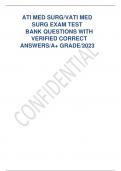 2023 /2024 ATI MED SURG/VATI MED SURG EXAM TEST BANK QUESTIONS WITH VERIFIED CORRECT ANSWERS/A  GRADE