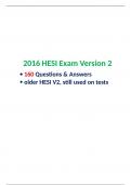 2016 HESI Exit Exam Version 2, 160 Questions & Answers, older HESI V2, still used on tests