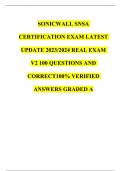 SONICWALL SNSA CERTIFICATION EXAM LATEST UPDATE 2023/2024 REAL EXAM V2 100 QUESTIONS AND CORRECT 100% VERIFIED ANSWERS GRADED A