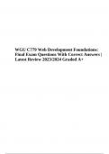 WGU C779 Web Development Foundations: Final Exam Questions With Correct Answers | Latest Review 2023/2024 Graded A+
