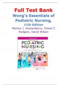 Test Bank for  Wong’s Essentials of Pediatric Nursing,  11th Edition Marilyn J. Hockenberry, Cheryl C Rodgers, David Wilson