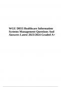 WGU D033 Healthcare Information Systems Management Questions And Answers Latest 2023/2024 Graded A+