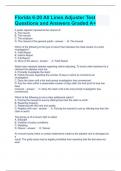 Florida 6-20 All Lines Adjuster Test Questions and Answers Graded A+