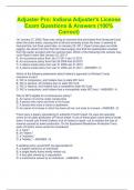 Adjuster Pro&colon; Indiana Adjuster's License Exam Questions & Answers &lpar;100&percnt; Correct&rpar;