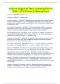 Indiana Adjuster Pro Licensing Exam- With 100&percnt; Correct Elaborations